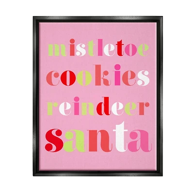 Stupell Industries Mistletoe Cookies Reindeer Santa Bold Framed Floater Canvas Wall Art