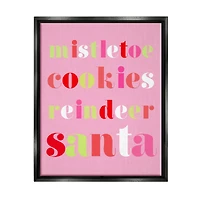 Stupell Industries Mistletoe Cookies Reindeer Santa Bold Framed Floater Canvas Wall Art