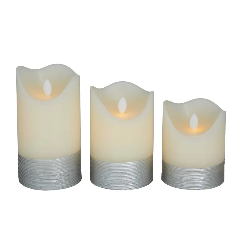 Cream & Silver Traditional Flameless Candle Set