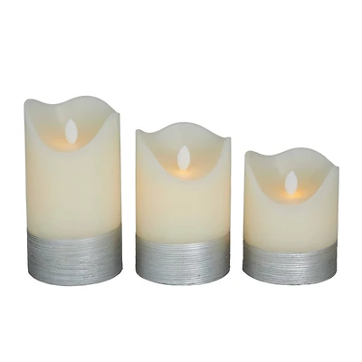 Cream & Silver Traditional Flameless Candle Set