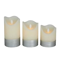 Cream & Silver Traditional Flameless Candle Set