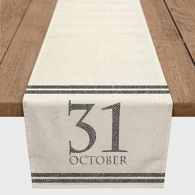 90" Oct Linen Stripes Poly Twill Table Runner