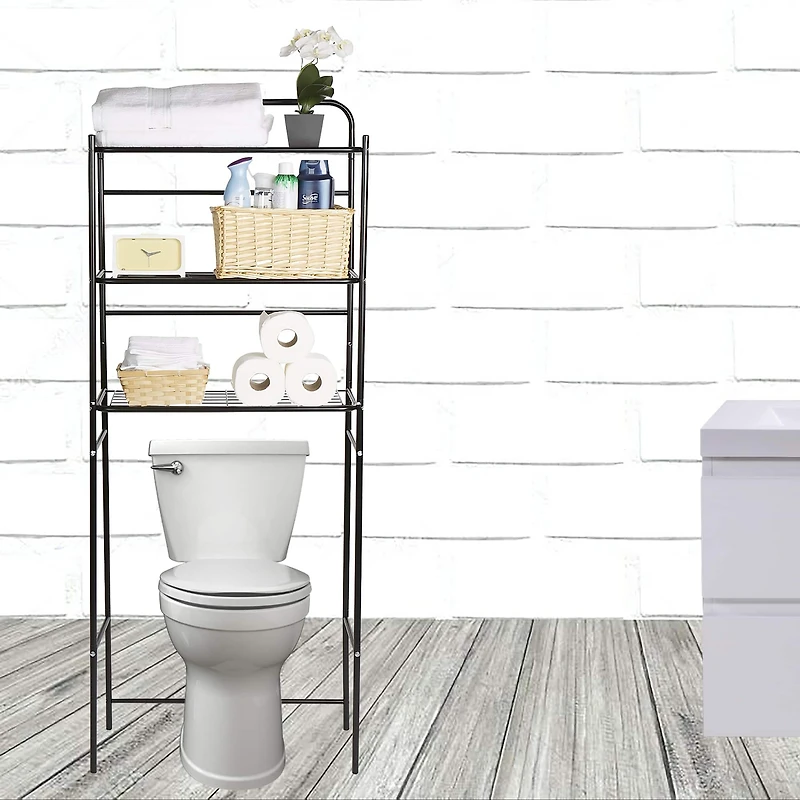 Mind Reader Black 3-Tier Over the Toilet Rack