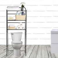 Mind Reader Black 3-Tier Over the Toilet Rack