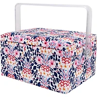 SINGER® Large Tropical Animal Print Premium Sewing Basket with Travel Sewing Kit