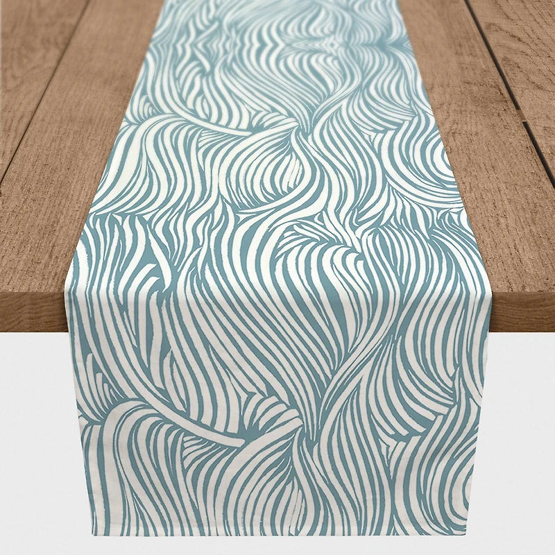 Wave Print Outdoor Table Runner