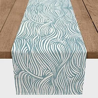 Wave Print Outdoor Table Runner