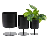 The Novogratz Black Modern Planter, Set of 3" 14", 12", 10"