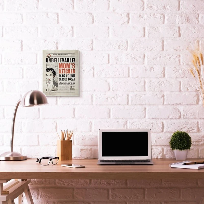 Stupell Industries Mom's Kitchen Newspaper Wooden Wall Plaque