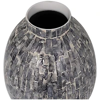 12" Gray Mother of Pearl Handmade Mosaic Inspired Vase