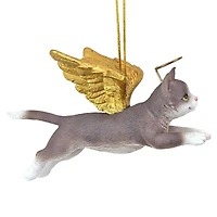 Design Toscano Honor the Feline Gray Tabby Cat Angel Ornament