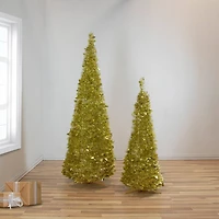 4 ft. Unlit Gold Tinsel Pop-Up Artificial Christmas Tree