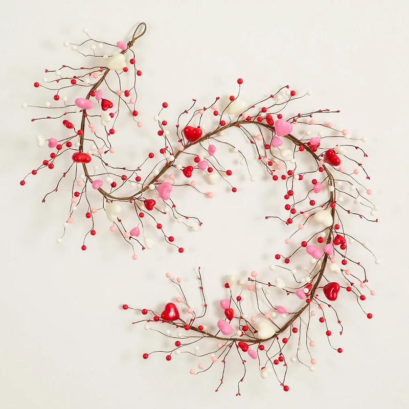 6ft. Artificial Valentine's Day Heart & Berry Twig Garland