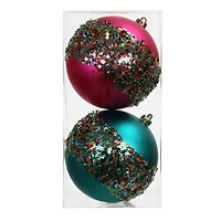 2 Pack 4.7" Jewels & Jolly Sequin Stripe Shatterproof Ball Ornaments by Ashland®