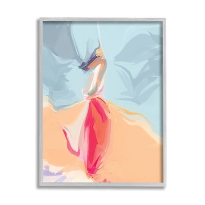 Stupell Industries Abstract Figure Dancing Movement Pink Blue Orange in Gray Frame Wall Art