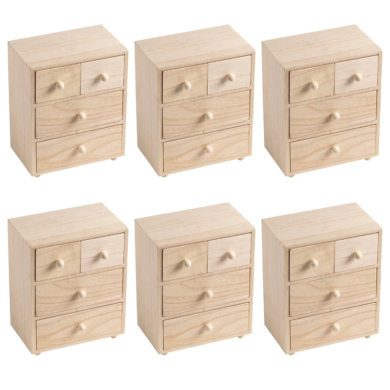 6 Pack: 7.5" Wood 4-Drawer Box by Make Market®