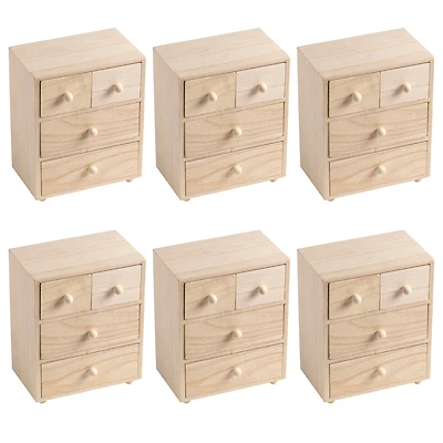 6 Pack: 7.5" Wood 4-Drawer Box by Make Market®