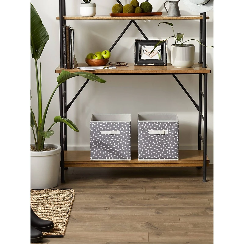DII® 11" Gray & White Dots Storage Cube, 2ct.