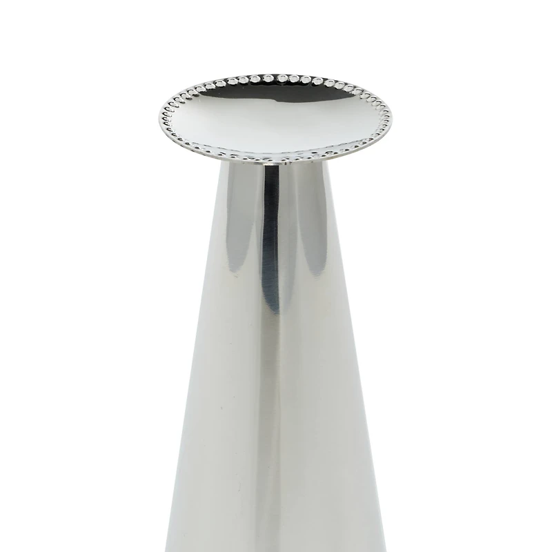 Silver Stainless Steel Glam Cone Candle Holder Set