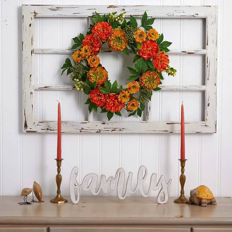 24” Peony and Mum Wreath