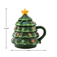 Mr. Christmas 16oz. Green Nostalgic Ceramic Tree Lidded Mug