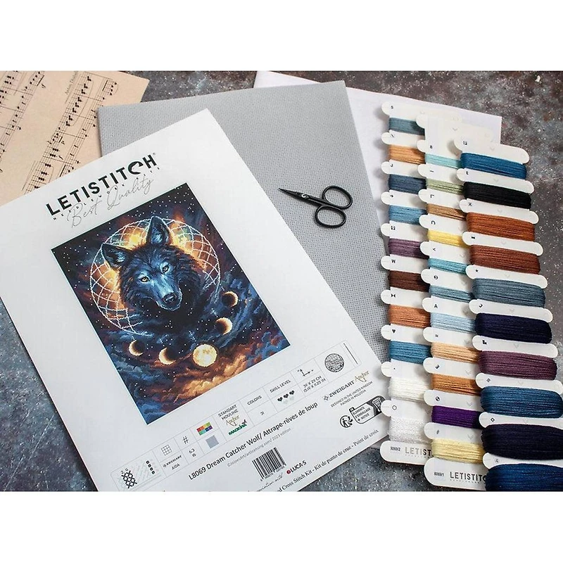 LetiStitch Dream Catcher Wolf Counted Cross Stitch Kit