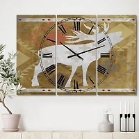 Designart Patterned Howling White Moose Traditional Multipanel Wall Clock