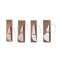 Hello Honey® 4.25" Cream & Gold Handmade Paper Folding Honeycomb Finial Ornament Set