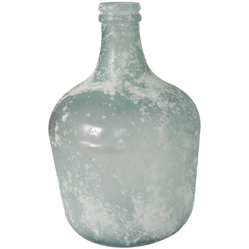 17" Frosted Spanish Bottle Recycled Glass Vase