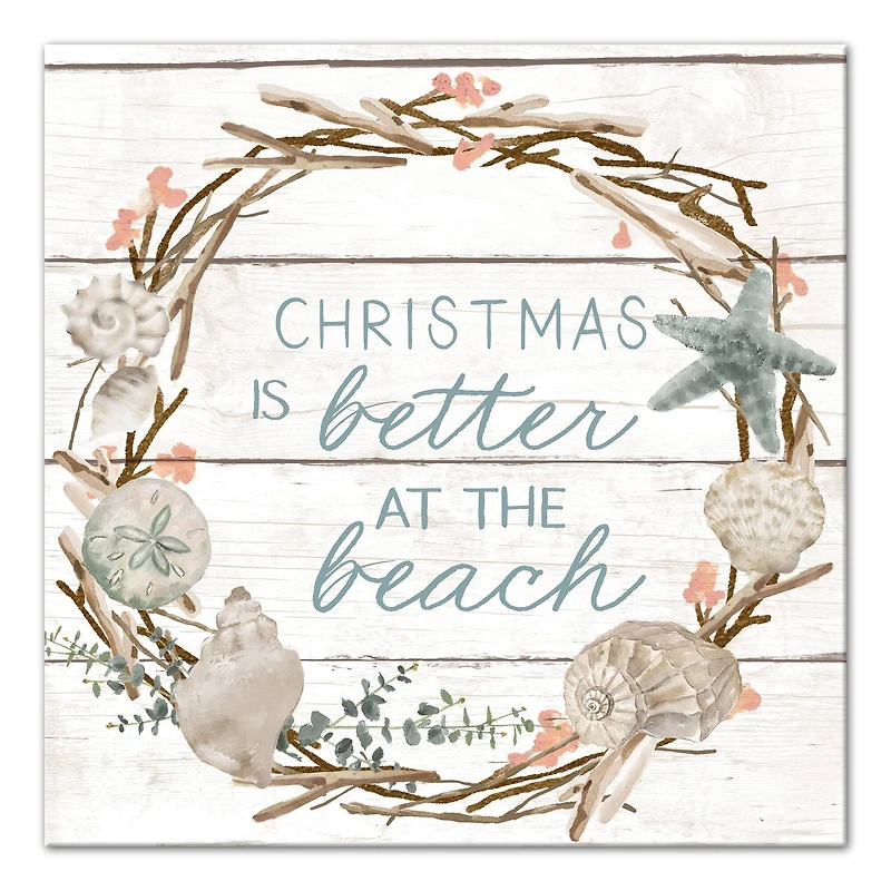 16" Christmas is Better at the Beach Canvas Wall Décor