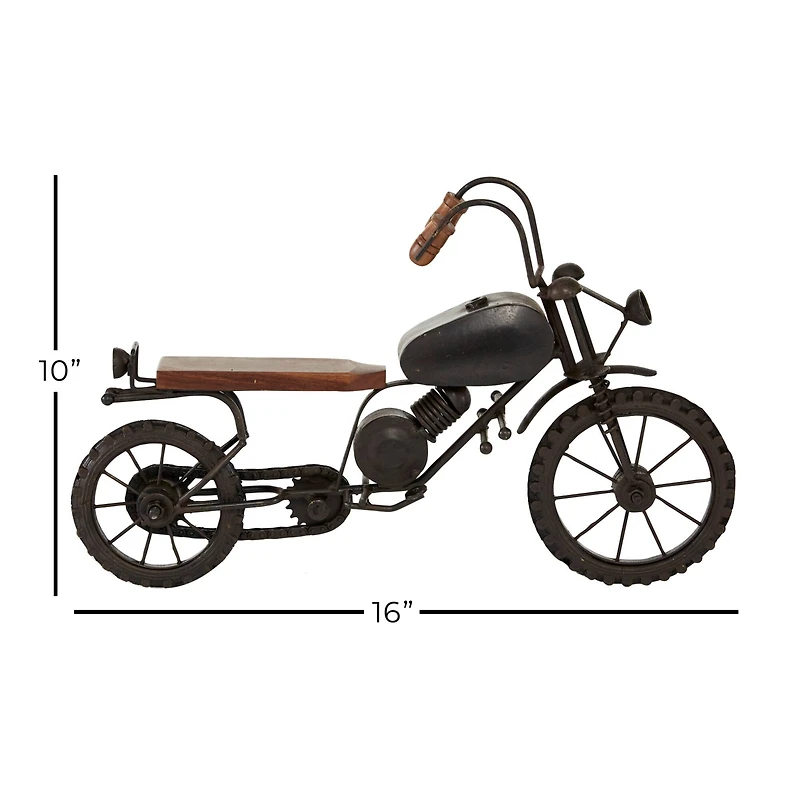 16" Black Metal Traditional Motorcycle Sculpture