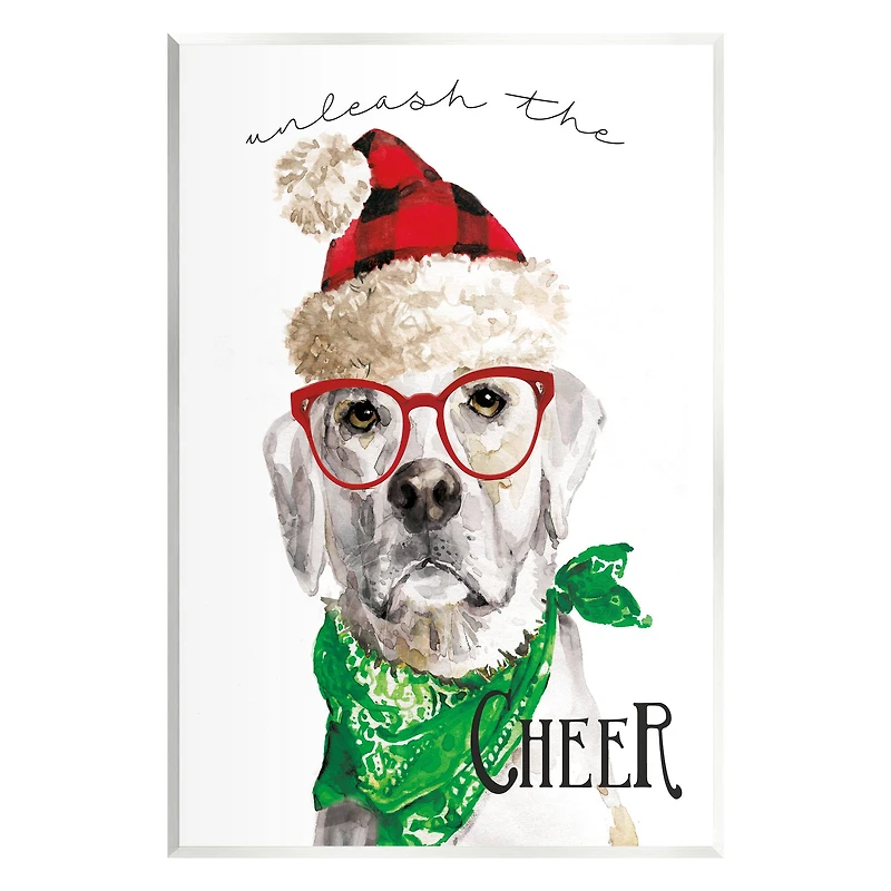 Stupell Industries Unleash The Cheer Holiday Dog Wall Plaque Art