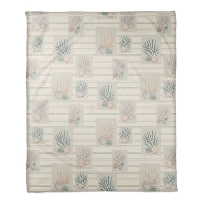 Shell Panels Coral Fleece Blanket