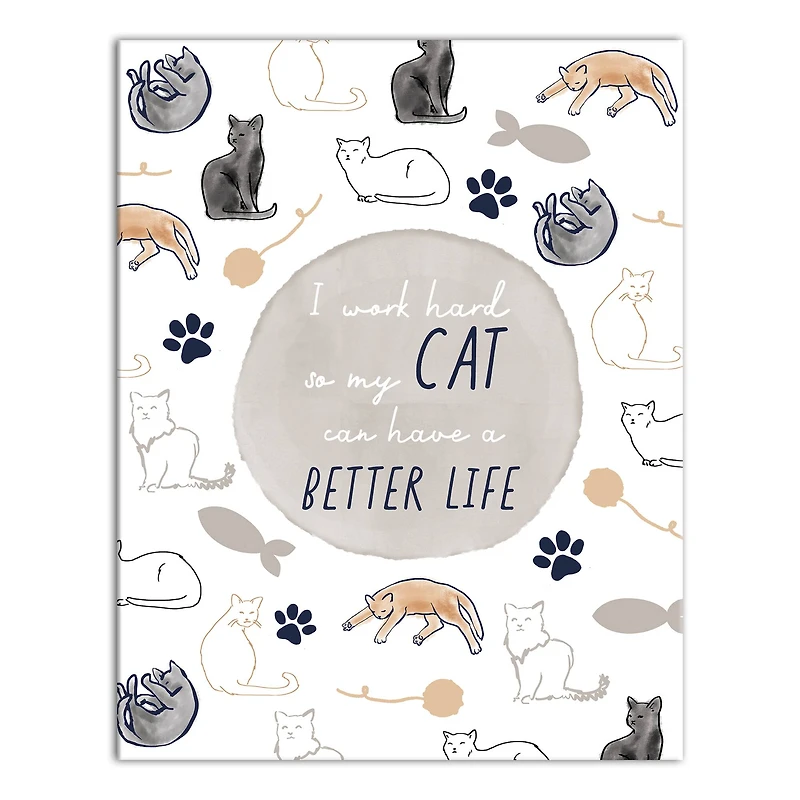 I Work Hard For My Cat Canvas Wall Art