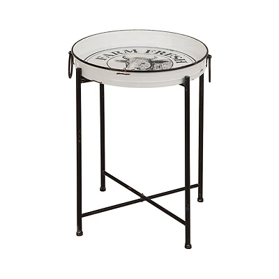 Glitzhome® Farmhouse Enamel Metal Serving Table