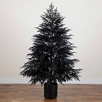 6ft. Artificial Halloween Real Touch Black Norfolk Pine Christmas Tree with Natural Look
