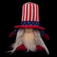 6" Lighted Americana Girl 4th of July Patriotic Gnome