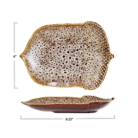 Hello Honey 8.25" Brown Reactive Glaze Stoneware Acorn Shaped Plate