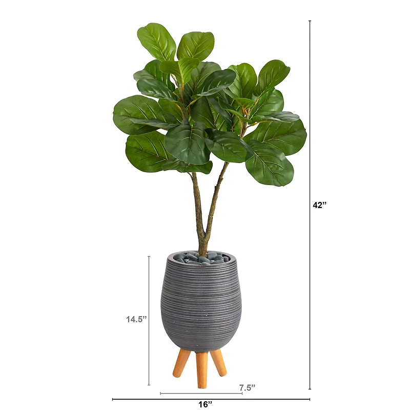 3.5ft. Fiddle Leaf Fig Tree in Gray Planter with Stand