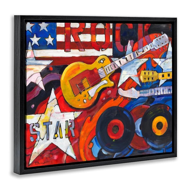 Stupell Industries Rockstar Americana Music Tribute Floater Framed Art