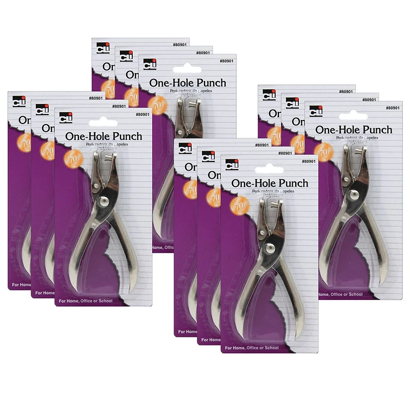 Charles Leonard 1-Hole Paper Punch, 12ct.