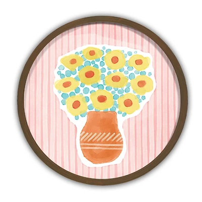 Watercolor Floral Bouquet 20" x 20" Round Framed Print