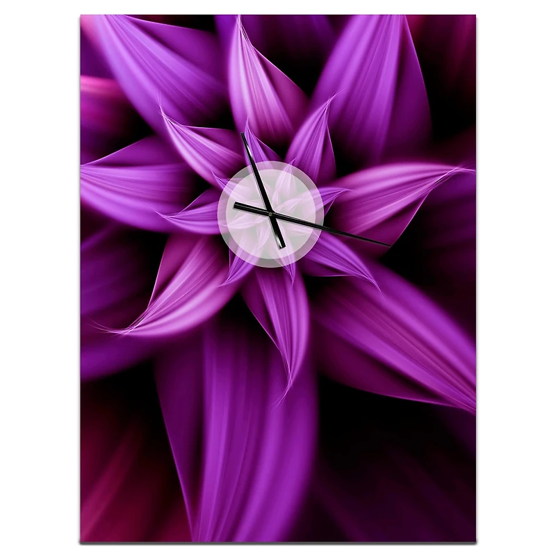 Designart Fractal Flower Purple Wall Clock