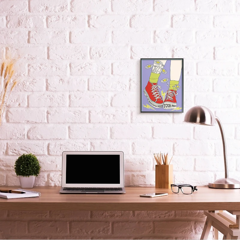 Stupell Industries Don't Let Grass Grow Under Your Feet Black Framed Wall Art