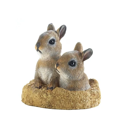 6.5" Peek-A-Boo Garden Bunnies Statue