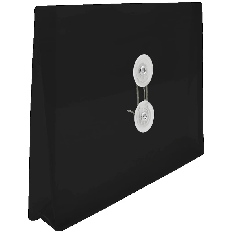 JAM Paper Black 5.5" x 7.5" Plastic Button & String Tie Closure Envelopes, 12ct.