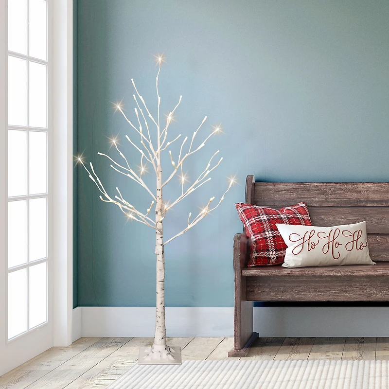 4ft. Pre-Lit White Artificial Artificial Twig Tree, 2ct.
