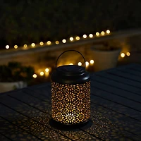 Glitzhome® 8.5" Flower Cutout Solar Powered Hanging Lantern