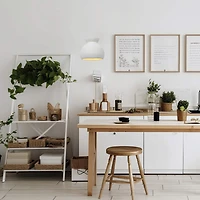 Hello Honey® Sienna Matte White Boho Ceramic Ceiling Light with White Fabric Cord