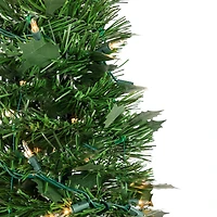 4ft. Pre-Lit Green Tinsel Pop-Up Artificial Christmas Tree, Clear Lights